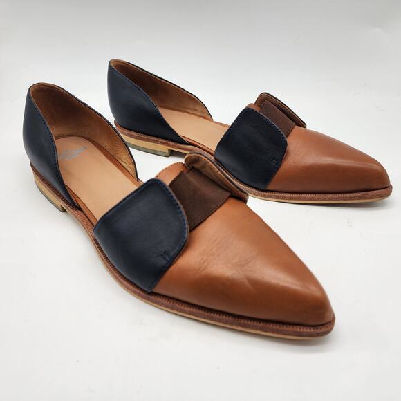 Fortress of Inca Paloma Point Toe Flats Navy Camel Leather EU 38 US 8 - Picture 1 of 8